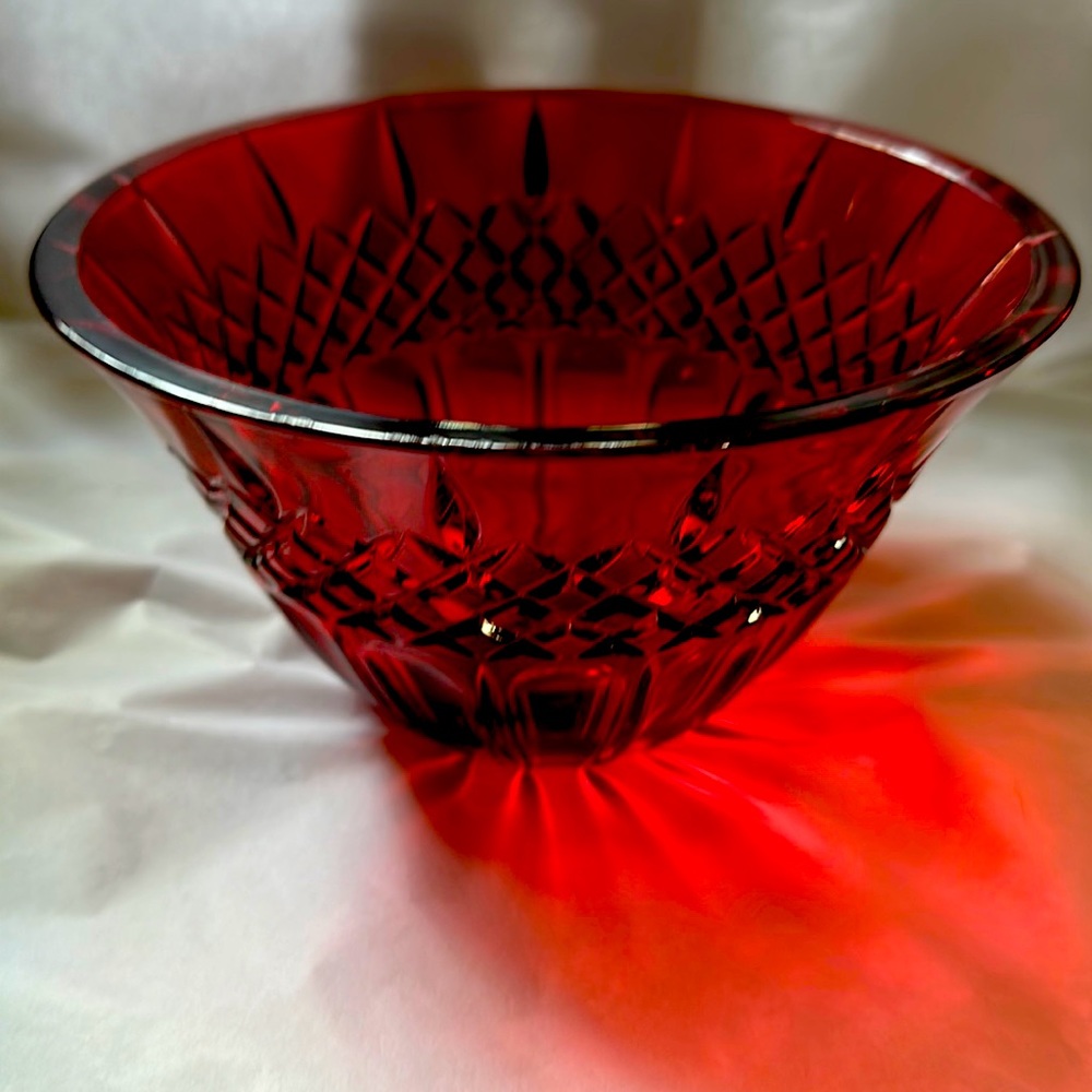 Marquis by Waterford Glass Cranberry bowl. Gently used condition.